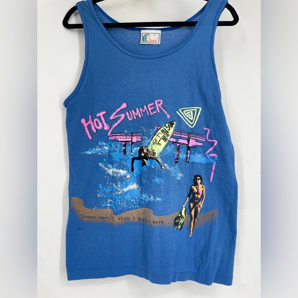 Vintage 90s 1991 Surf Beach Hot Bikini Sexy Woman Graphic Tank Top Mens medium